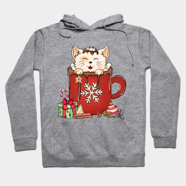 Cute Cat Christmas Chocolate Coffee Hoodie by Tagliarini Kristi